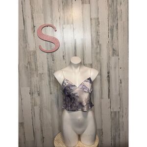 Timing Marble Print Satin Cami Crop Top Size Small